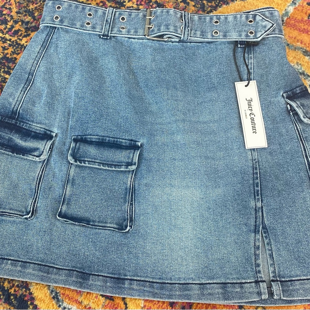 Juicy Couture Blue A-Line Mini Skirt size 30 waist